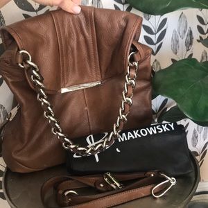 •B Makowsky Flap Hobo Crossbody Bag•